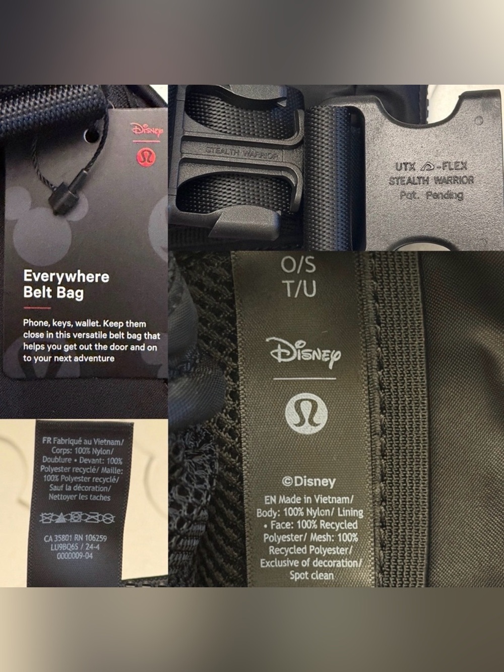 🆕 LULULEMON X DISNEY Everywhere Belt Bag 1L Mickey in Motion Graphic Black NWT - Picture 15 of 17